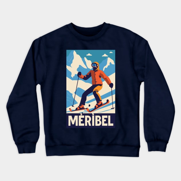 A Vintage Travel Art of Meribel - France Crewneck Sweatshirt by goodoldvintage